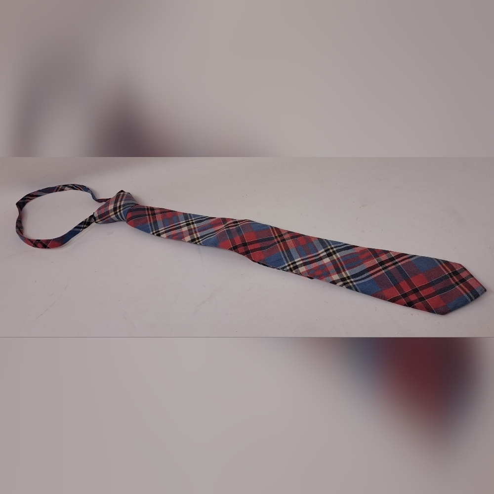 J. Crew Crewcuts Kids Boys  Tie Red Plaid Tartan Check 42" Accessories